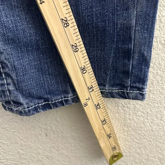 Y2K Amethyst Denim Jean Pant Women 11 Low Rise Slim Straight Fit Punk Distressed - Picture 6 of 15